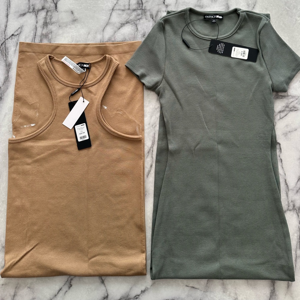 2 Fashion Nova Maxi Dresses Size S NWT | Sage Green & Nude |